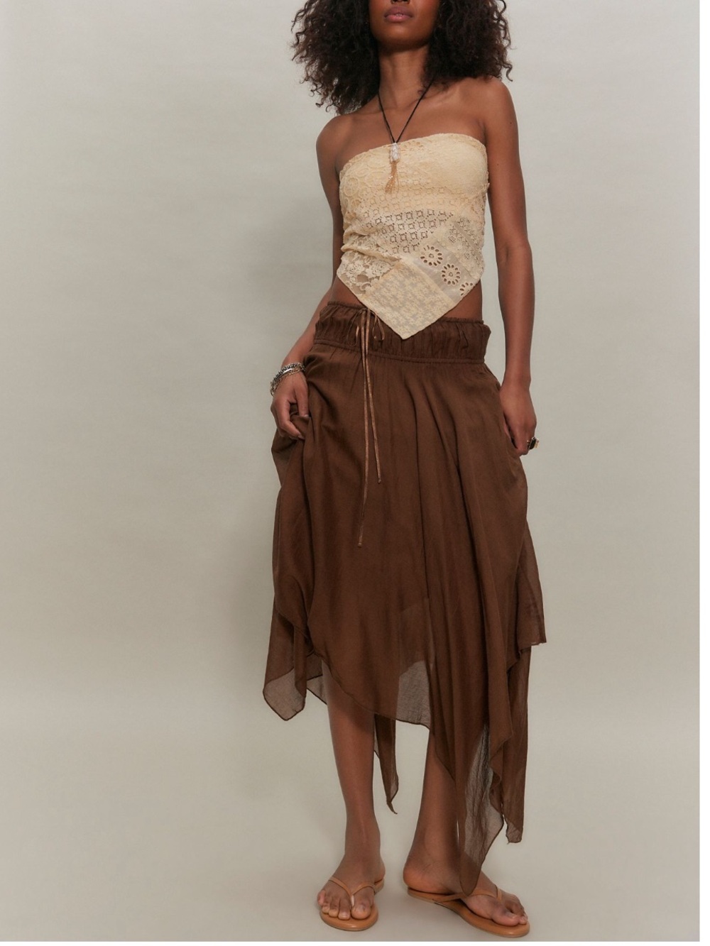 Free People FP One Kaia Handkerchief Hem Fairy Midi Skirt XS